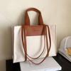 High-quality Canvas with Leather Bags for Women  Large Shoulder Bags for Women  Large Capacity Bags for Ladies  Shopper Bag