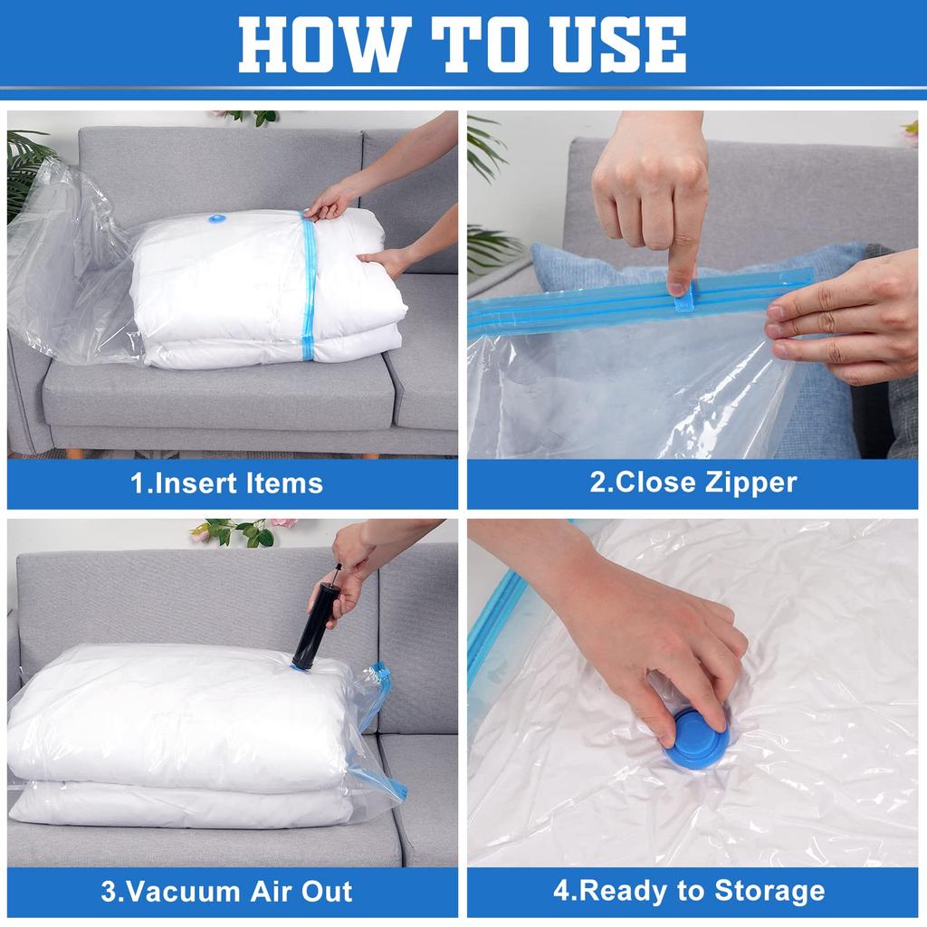 Vacuum Storage Bags Thick Clothes Organizer Quilt Blanket Duvet Down Jacket Compression Bag Household Space Saver