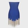 2025 Knitted Tube Top & Tassel Chain Pleated Layer Dress