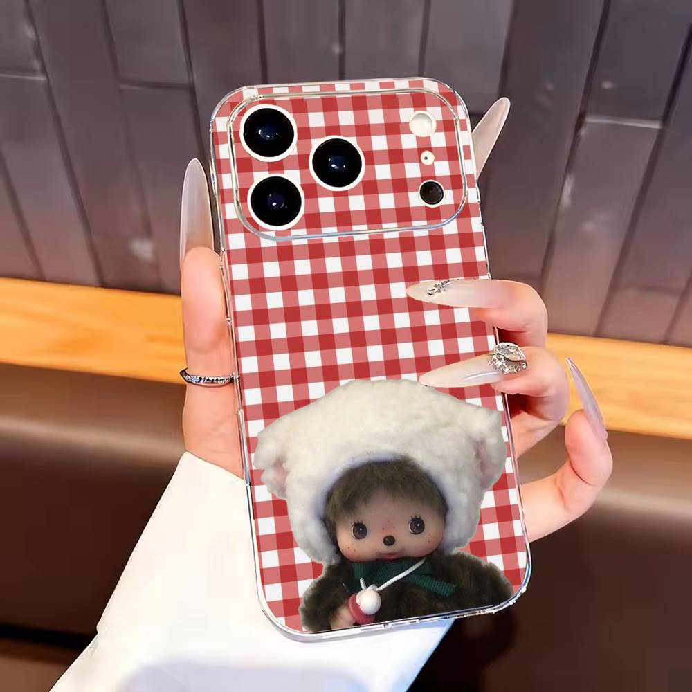 Cute M-monchhichis-s Phone Case For iPhone17,16,15,14,13,12,11 Plus,Pro Max Soft Transparent Cover