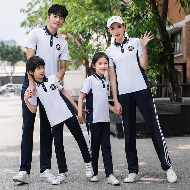 2020 Summer Cotton Parent-Child Sportswear Set: Short Sleeve Casual School Uniform