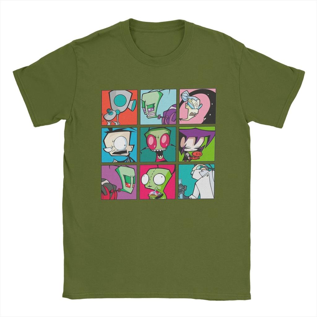 Funny Invader Zim Characters T-Shirt for Men Round Neck Pure Cotton T Shirt Short Sleeve Tees Adult Tops