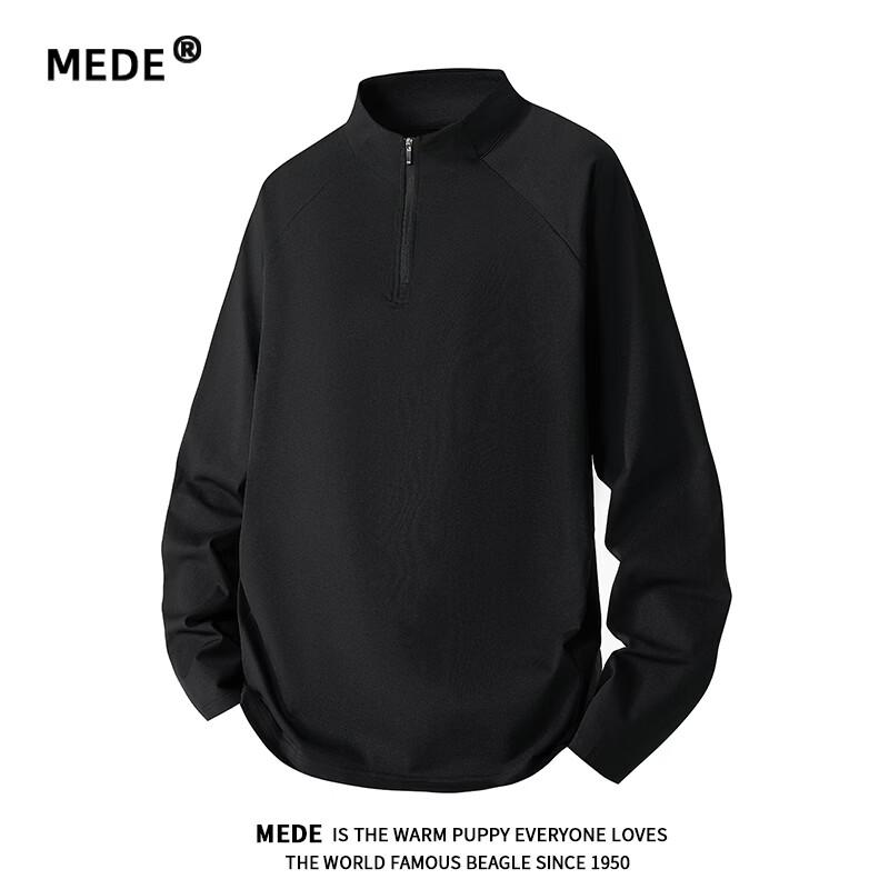MEDE Men s Half-Zip Long-Sleeve Sport T-Shirt with Stand-Up Collar L