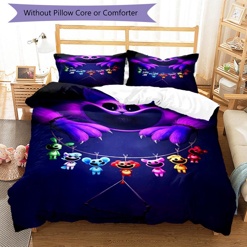 3pcs Smiling Critters2 pattern bedding set duvet cover set includes duvet cover &pillowcases, perfect all season bedroom decoration & gift