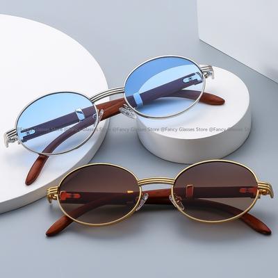 Women's Metal Luxury Sunglasses New Trend Simple Travel Outdoor UV400 Sun Glasses Shades Fashion Round Frame Eyewear for Men