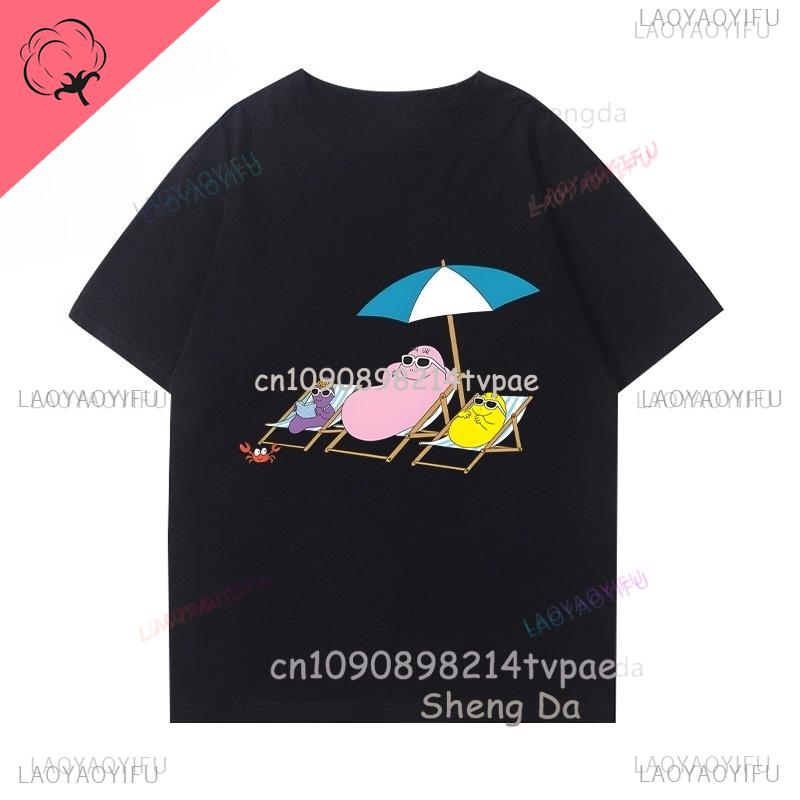 Children T Shirt Barbapapa Cartoon Clothes Boys Girls 100 Cotton Crewneck Casual Kawaii Cute Tee Camisa Printed Shirt