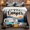 1 Bettbezug + 2 Kissenbezüge, Ohne Füllung, 2D Flachdruck, Wohnmobil Bettwäsche 3-teiliges Set, Waldcamping-Thema