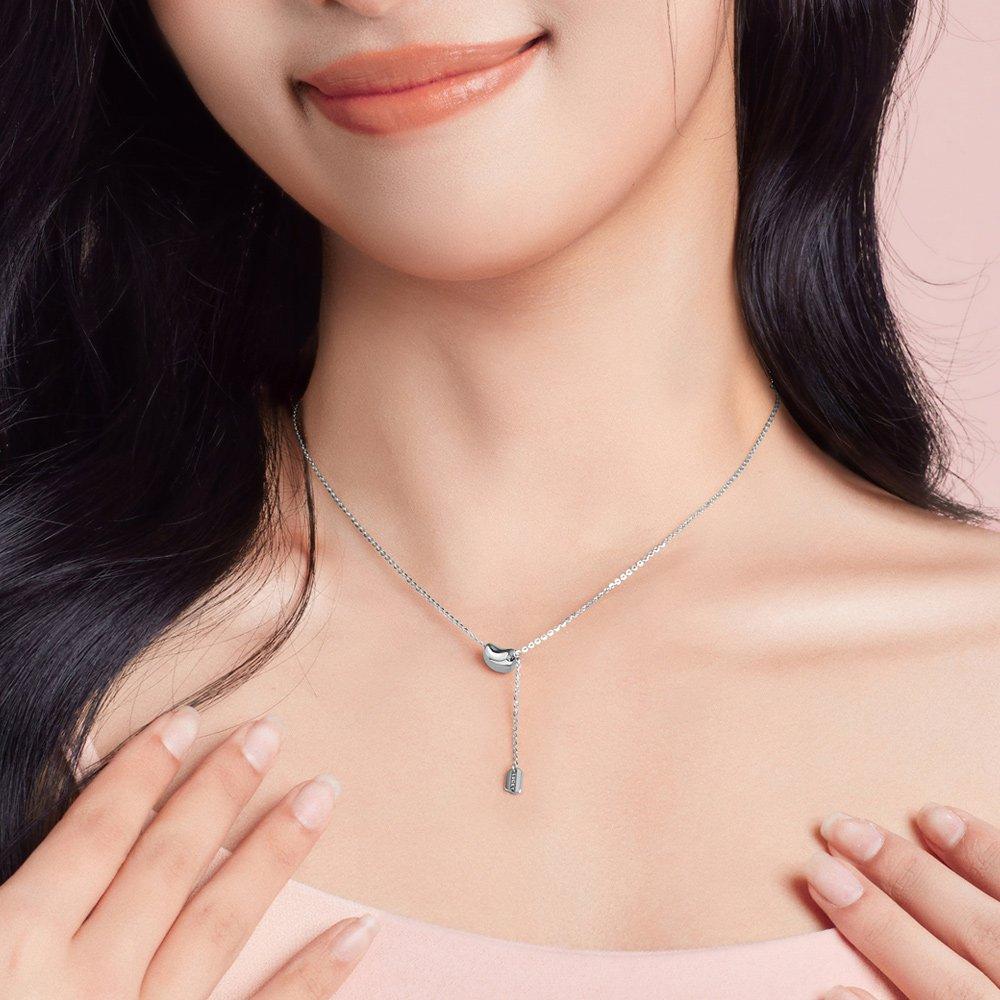 

925 Silver Kidney Bean Drop Bold Necklace (2 Colors) Jsp-0007 Rose gold