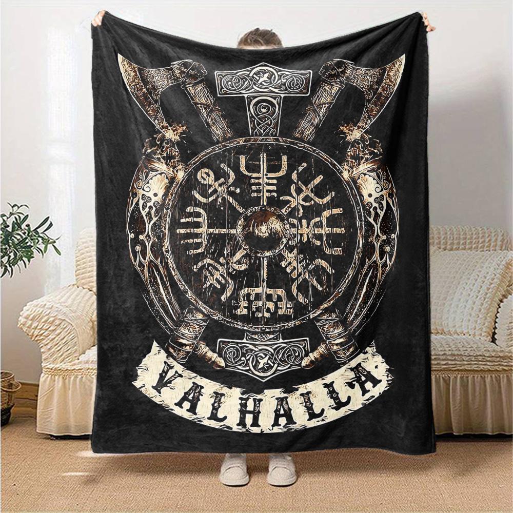 1pc VALHALLA Throw Blanket Soft Flannel, Cozy All Season Polyester Perfect for Home, Office
