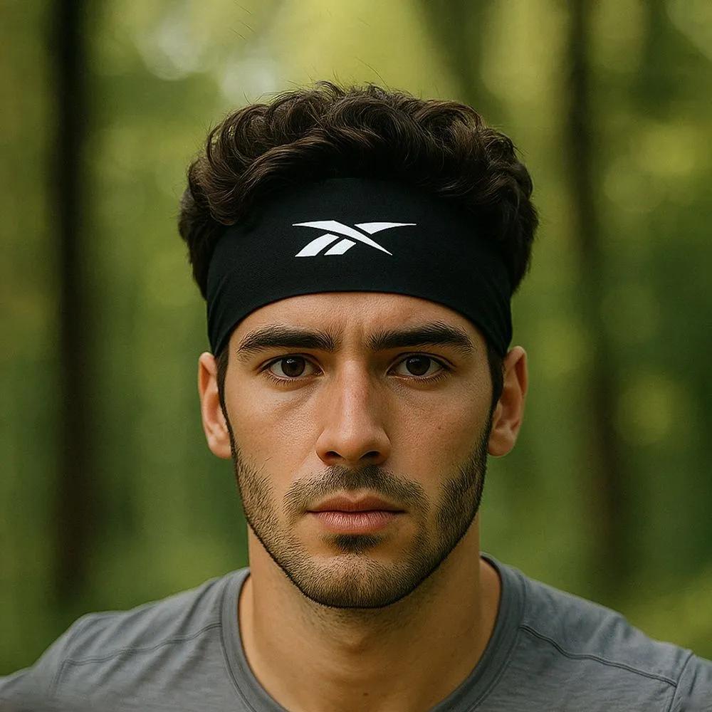 Reebok Running Headband, Hairband, Jogging, Sweat-wicking Sports Wristband, Unisex, For Running Exercise black