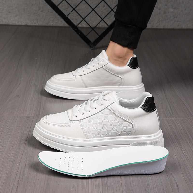 Men's Autumn Breathable Hidden Height Increasing Embossed Sneakers with Thick Soles