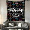 Purple Blue Swirl Marble Tapestry, Streetwear Signature Logo Wall Hanging for Room Aesthetic Decor