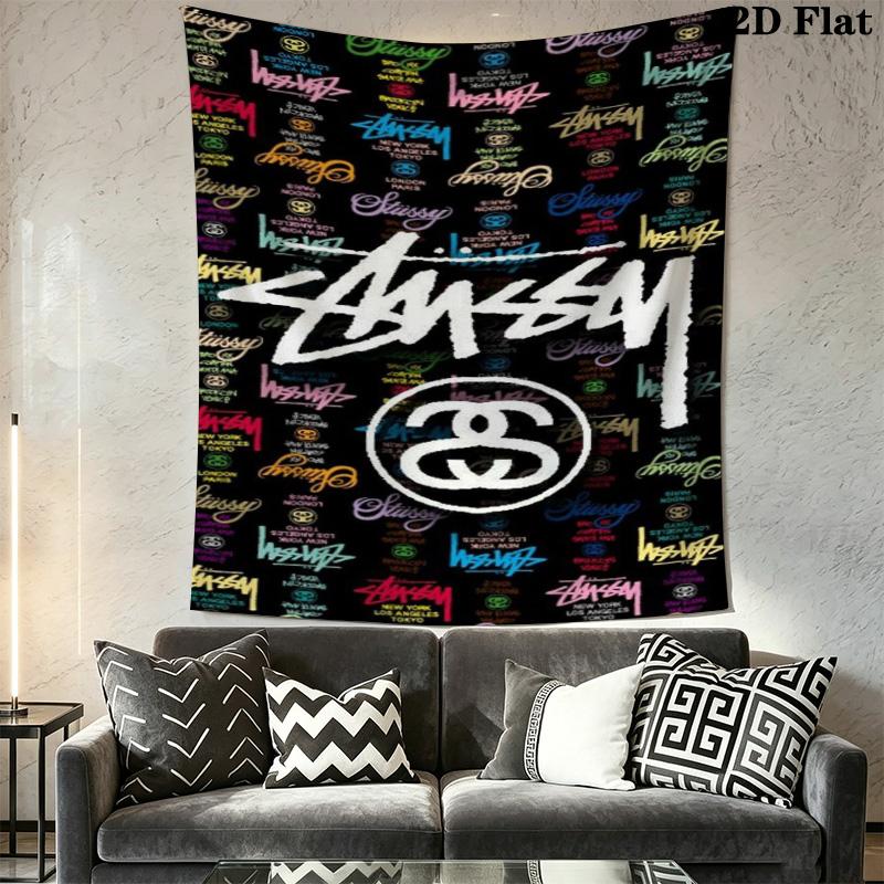 Purple Blue Swirl Marble Tapestry, Streetwear Signature Logo Wall Hanging for Room Aesthetic Decor