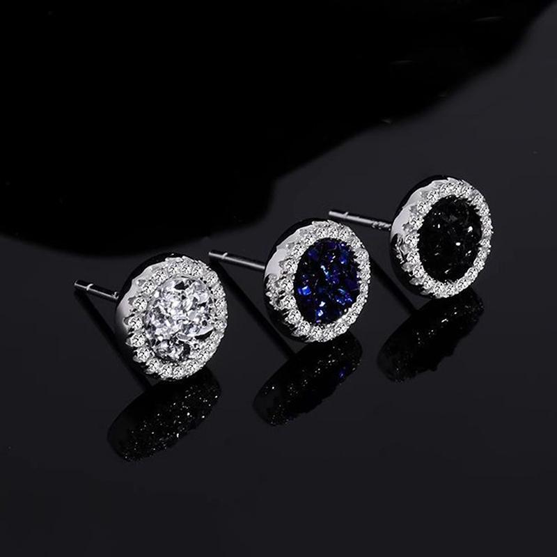 Shattered Zircon Stud Earrings For Men Boys Titanium Steel Round Small Earrings Minimalist Jewelry Gifts