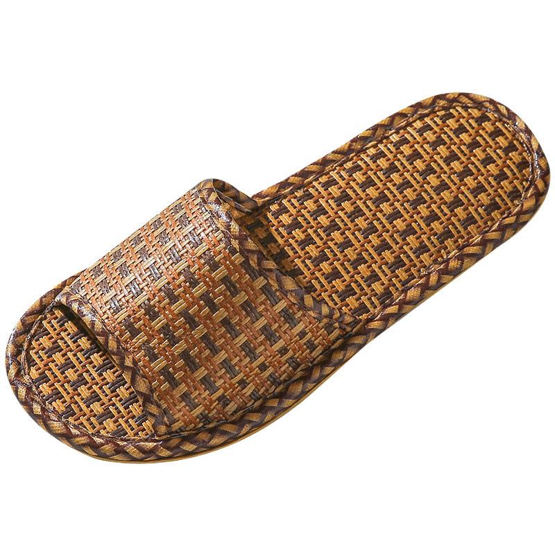 Hausschuhe aus Rattan für Damen, rutschfest, für drinnen, für Paare, Haushalt, ein Mann und eine Frau, Frühlings- und Sommersandalen aus Bambus