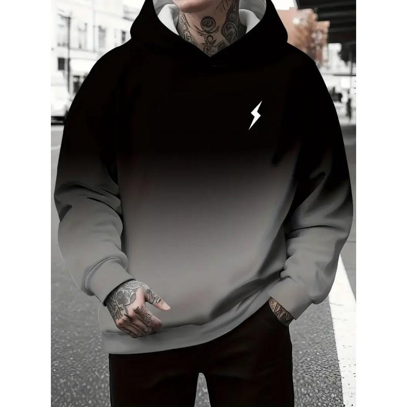 3D Digital Print Hooded Sweatshirt Men Loose Fit Casual Wear