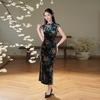 Velvet sleeveless national style new Chinese style Suzhou long autumn improved cheongsam 1011 new women's high-end spring and autumn clothing