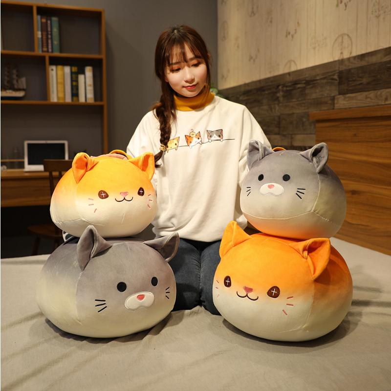 Cartoon Soft Round Cat Plush Toy Sofa Pillow Cushion Down Cotton Bread Kitty Doll Cute Children'S Room Decor Kids Girls Gifts