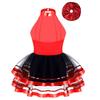 Rochie Tutu Strălucitoare cu Paiete, Fără Mâneci, cu Spatele Gol, pentru Fete, Costum pentru Spectacol de Dans, Accesorii de Păr