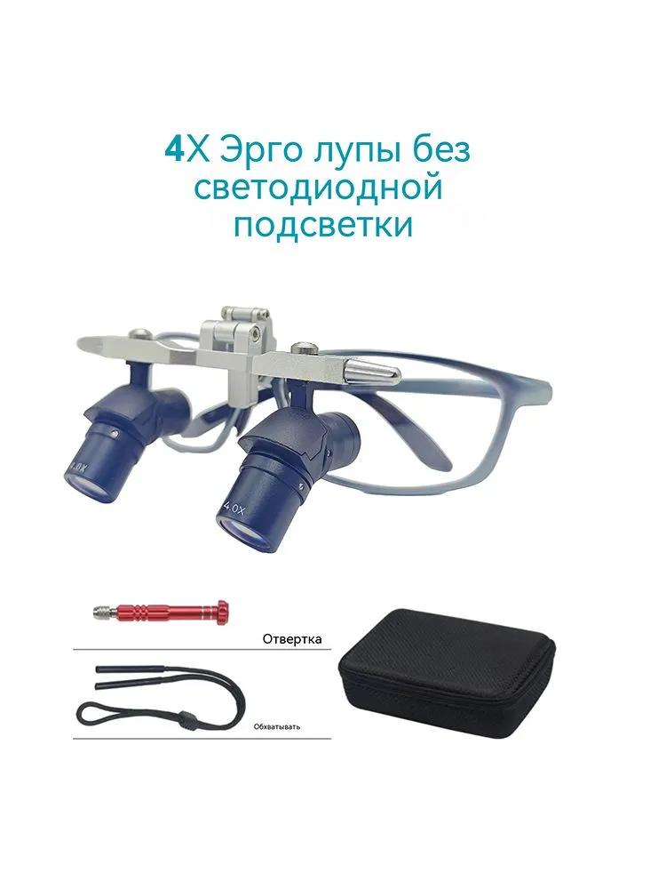 Binocular magnifying glass with 6-fold magnification, suitable for fine work, adjustable interpupillary distance.