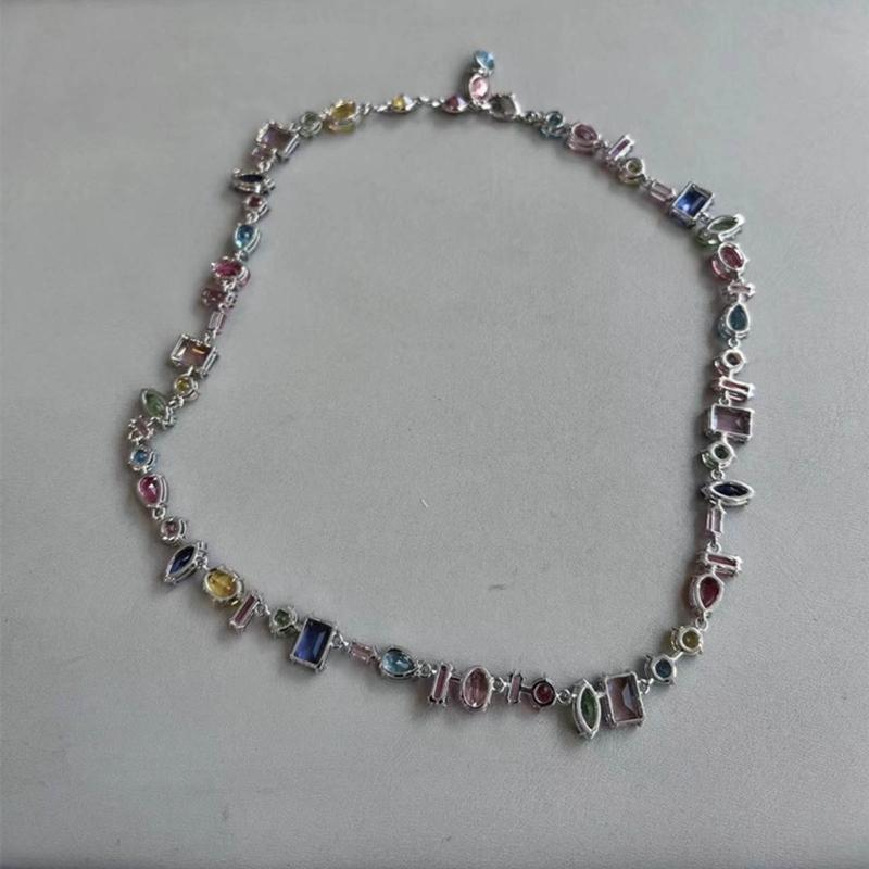 Heart Aesthetic Zircon Necklace Bead Chain Bracelet Clavicle Chain Women Girls Wedding Jewelry Party Birthday Gift