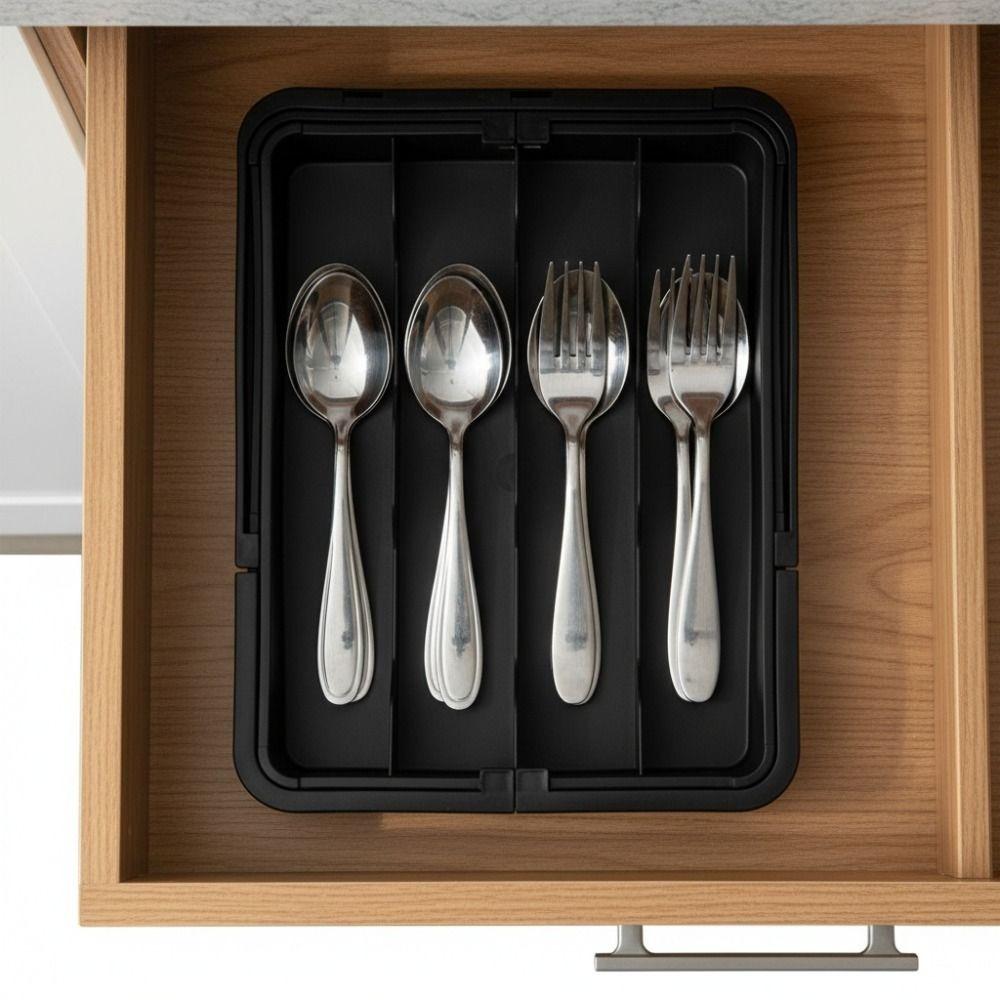 Adjustable Silverware Drawer Organizer Separated Cutlery Organizer Tableware Storage Box  Drawer