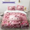 Hello Kitty Pink Pattern Bedding,Quilt Set Quilt Cover Pillowcase Home Birthday Gift(1 * duvet cover + 2 * pillowcase, without core)