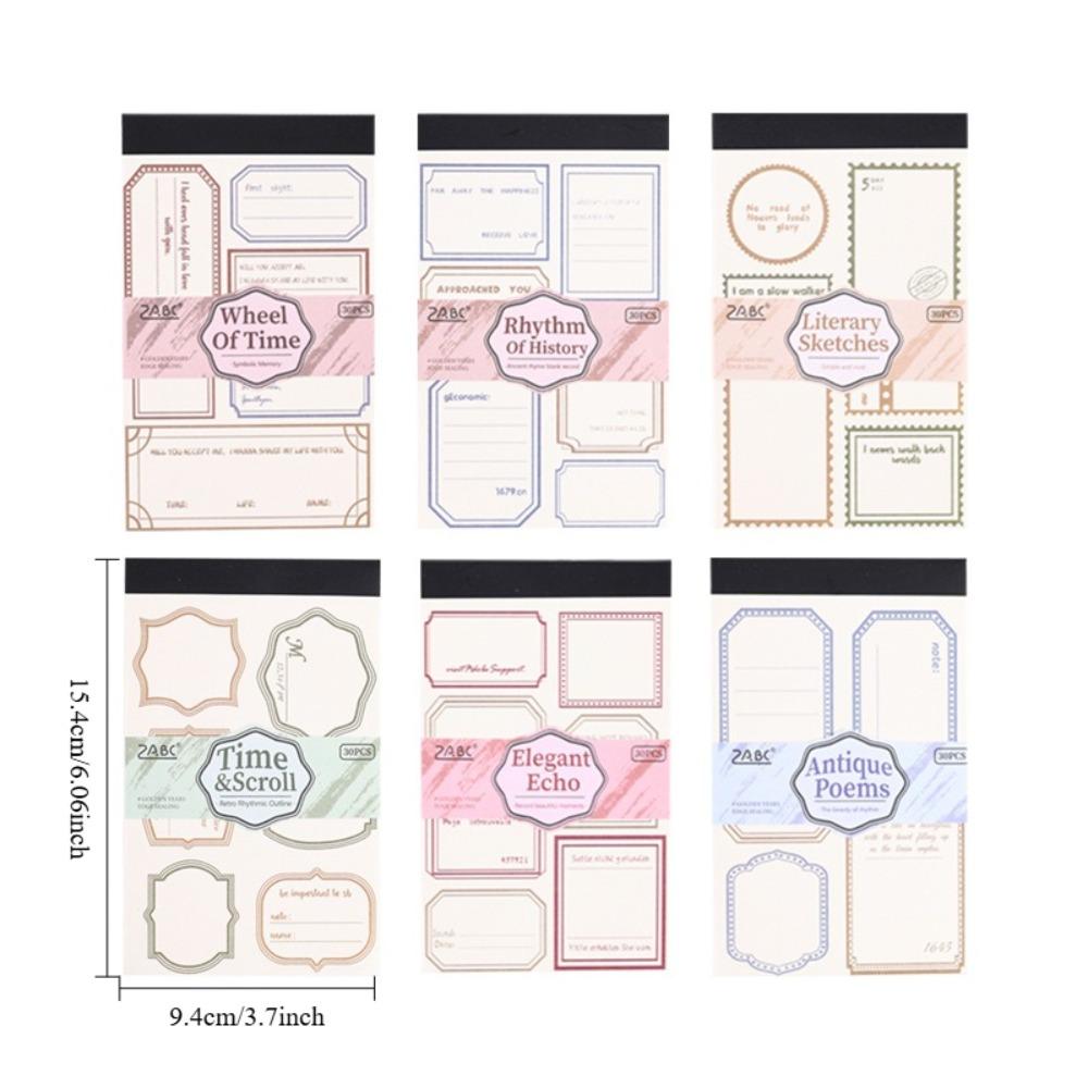 Vintage Memo Pads 30 Sheets, 15.4x9.4cm Non-adhesive Junk Journal Paper for Scrapbooking