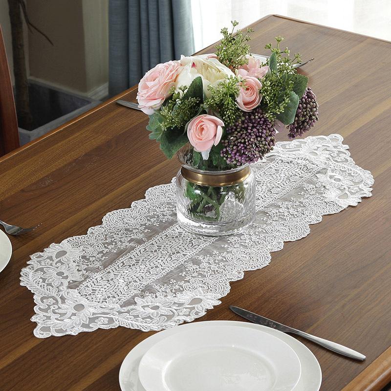 Thailändische Stickerei, koreanische Spitze, Tischflagge, europäische Ästhetik, einfache Stoff-Tischdecke, TV-Schrank, moderne Teetischflagge