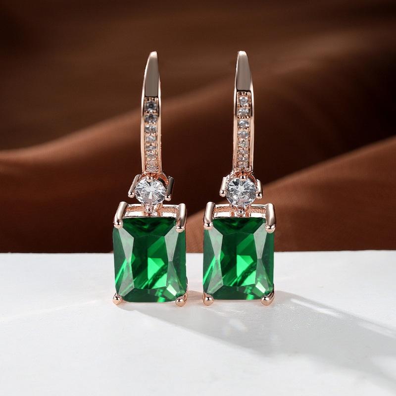 Wish explosive platinum micro-inlaid zircon square diamond quadrilateral stud earrings couple light luxury temperament jewelry