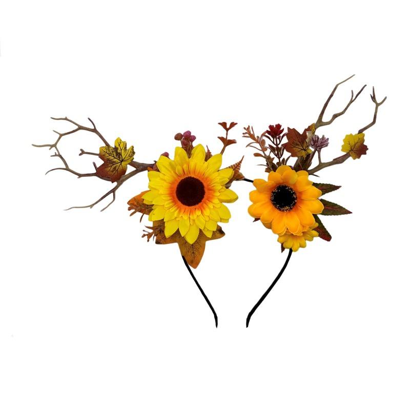 European and American Christmas Forest Girl Antlers Headband Festive Elk Hairpin Branches Flowers Harvest Festival Flowers Elf Headdress