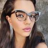 Women's Eyeglasses Trend Cateyes Sexy Flat Mirror TR90 Anti-blue Light Eyeglasses Frame Transparent Optical Computer Eyewear