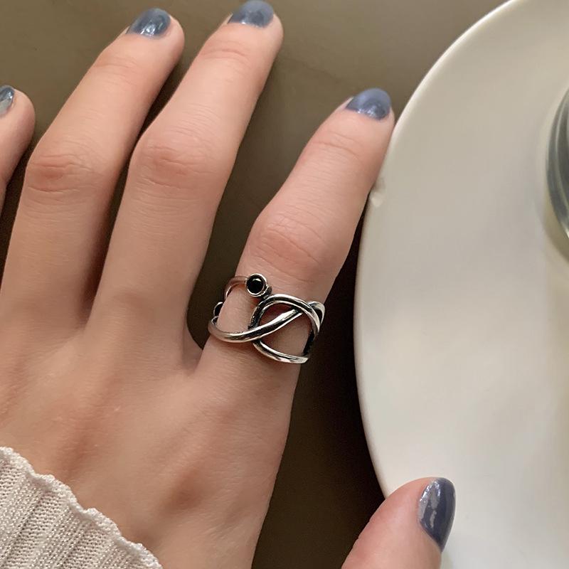 Korean Retro Geometric Open Index Finger Ring for Women Adjustable Open