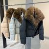 oversized fox lapel goose down jacket retro thickened warm puff light luxury and thin small versatile jacket