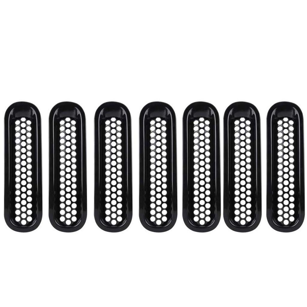 ABS Front Grill Mesh Insert Racing Grille Cover Guard Sticker Kit for Jeep Wrangler JK 2007-2017 7pcs/set