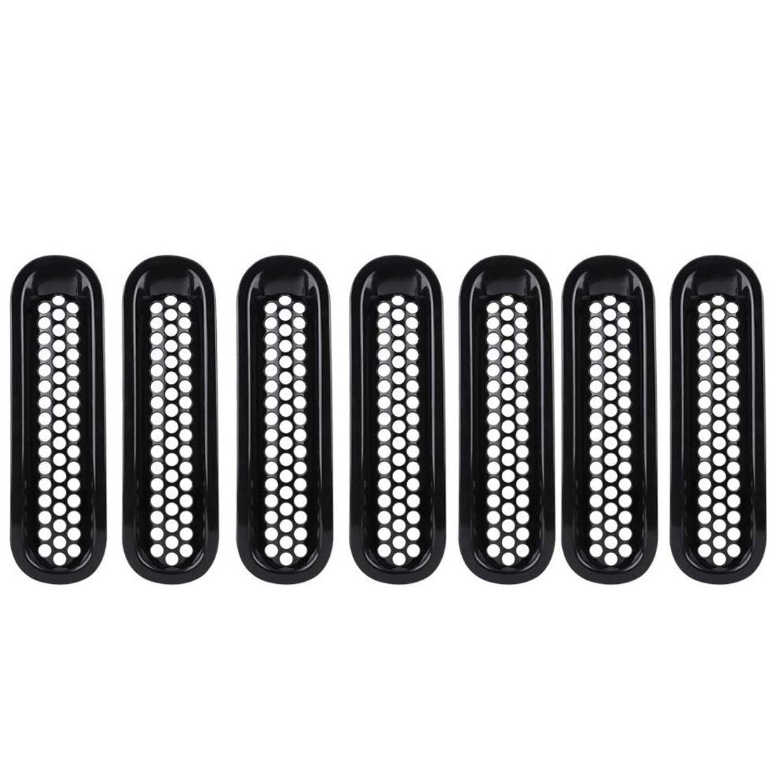 Передняя решетка из АБС-пластика, сетчатая вставка, гоночная решетка, крышка, комплект наклеек для Jeep Wrangler JK 2007-2017, 7 шт./компл.