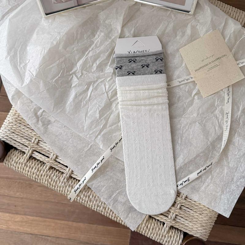 

Summer Lightweight Ankle-length Striped Socks with Sequined Bow Patterns and Floral Designs. Pure Cotton Socks. 1 pair