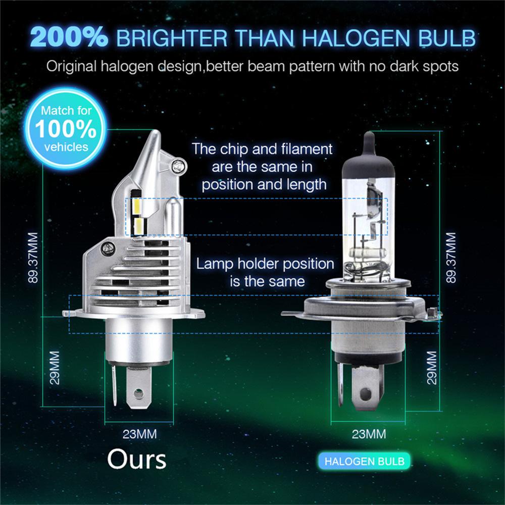 6000Lm 6500K 35W Motorcycle H4 9003 Hb2 Led Headlight Hi/Lo Beam Bulb Waterproof