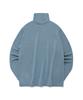 FALLETT Wool Tencel Turtleneck Long Sleeve Blue