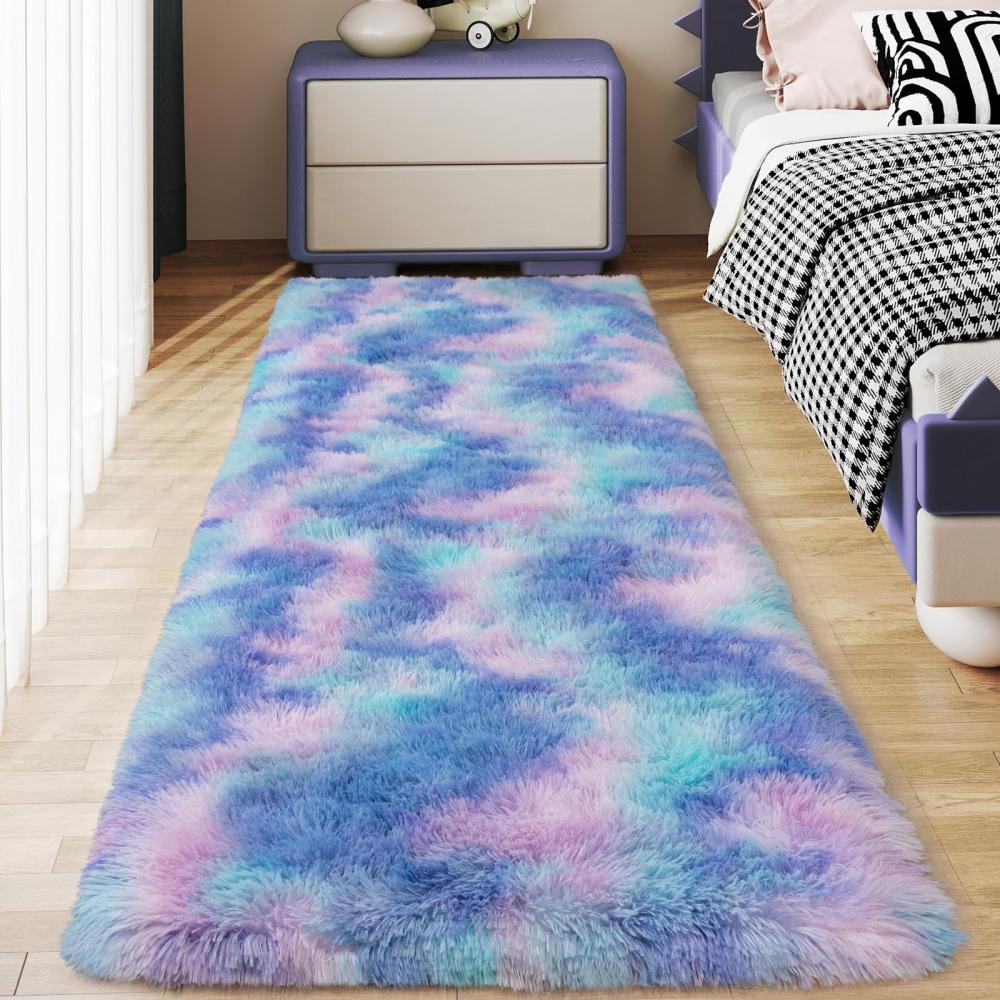 Ultra-weicher Laufteppich Schlafzimmer & Flur Anti-Rutsch-Matte Flauschiger Plüsch Nachttisch Wohnheim Teppich Heimdekoration