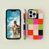 luxury Clmj Checkered Rainbow Phone Case for iPhone 16 15 14 13 12 11 Pro Max Plus Luxury Magnetic Double-layer Back Cover