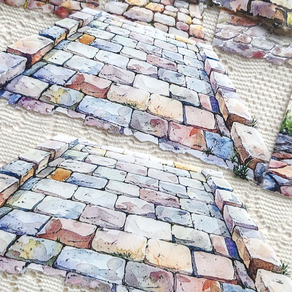Pet Tape Journal Brick Road Base Pavement Collage Decoration Card Landscaping Ground DIY Scrapbooking Sticker
