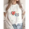 White T Shirt With Heart And Envelope Print For Casual Wear