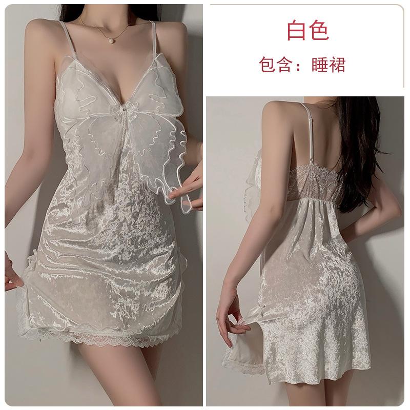 Women's Plus Size Velvet Padded Cami Sleep Dress with Robe Lounge Set