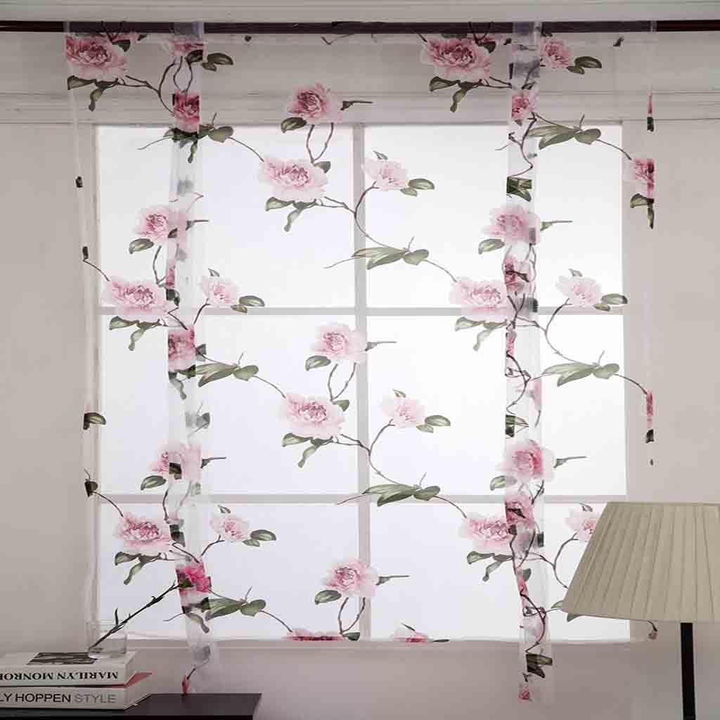 Sagit Leaves,Sheer,Curtain,Tulle,Window,,Voile,Drape,Valance,,Fabric
