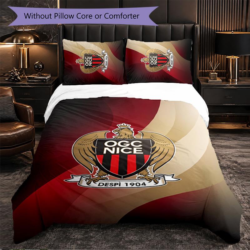 OGC Nice FC Themed Bedding 3Pcs Duvet Cover Set Decorative Bed Linen For Teen Room Home Decoration