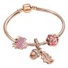 European Heart-shaped Pendant Charm Bracelet Fit Women's Jewellery Snake Chain Rose Gold Metal Fashion Fine Bracelets