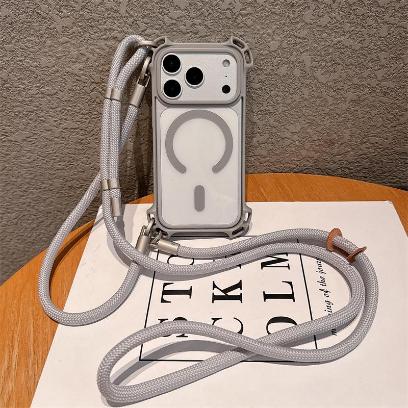 Crossbody Necklace Strap Lanyard Clear Magnetic Case For iPhone 17 16 14 15 12 13 Pro Max 16Plus 11 For Magsafe Shockproof Cover
