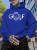 Black Golf-Themed Graphic Print Hoodie Sweatshirt - CLUB GOLF Lettering & Golf Ball Design