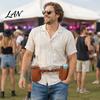 Marsupio a Vita per Bottiglia di Vino Double-Sided, Borsa in PU Vintage, Doppia Tasca Laterale con Multi-Scomparto, Borsa Impermeabile Regolabile per Lattine di Birra Bicchieri,